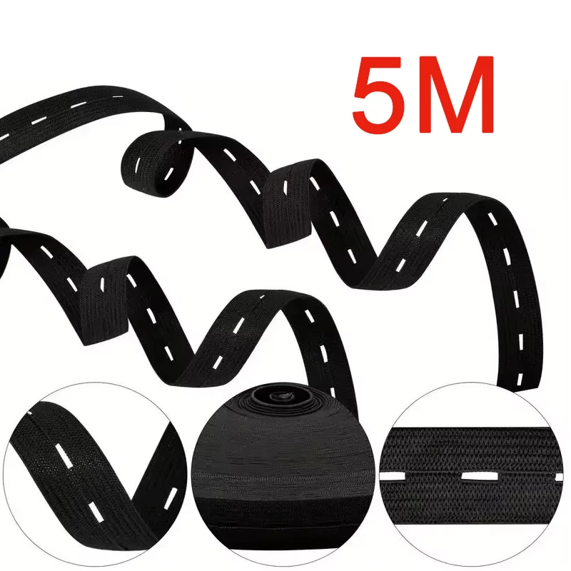 5 m elastischer Gürtel mit Knopfloch, elastischer Gürtel mit geflochtenem Knopfloch, elastischer Stretchgürtel, DIY-Nähkleidungszubehör