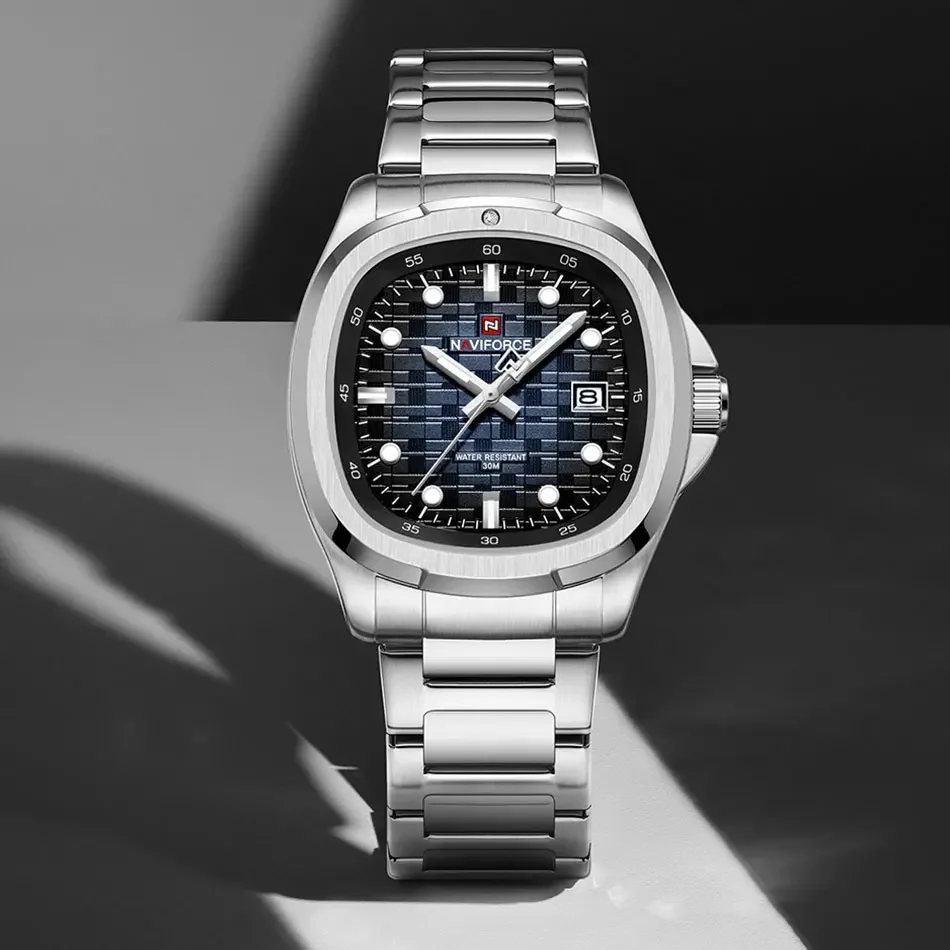 NAVIFORCE Business Office Men‘s Luminous Waterproof Stainless Steel Watch Date Display Watches for Men Sport Wristwatch Gifts