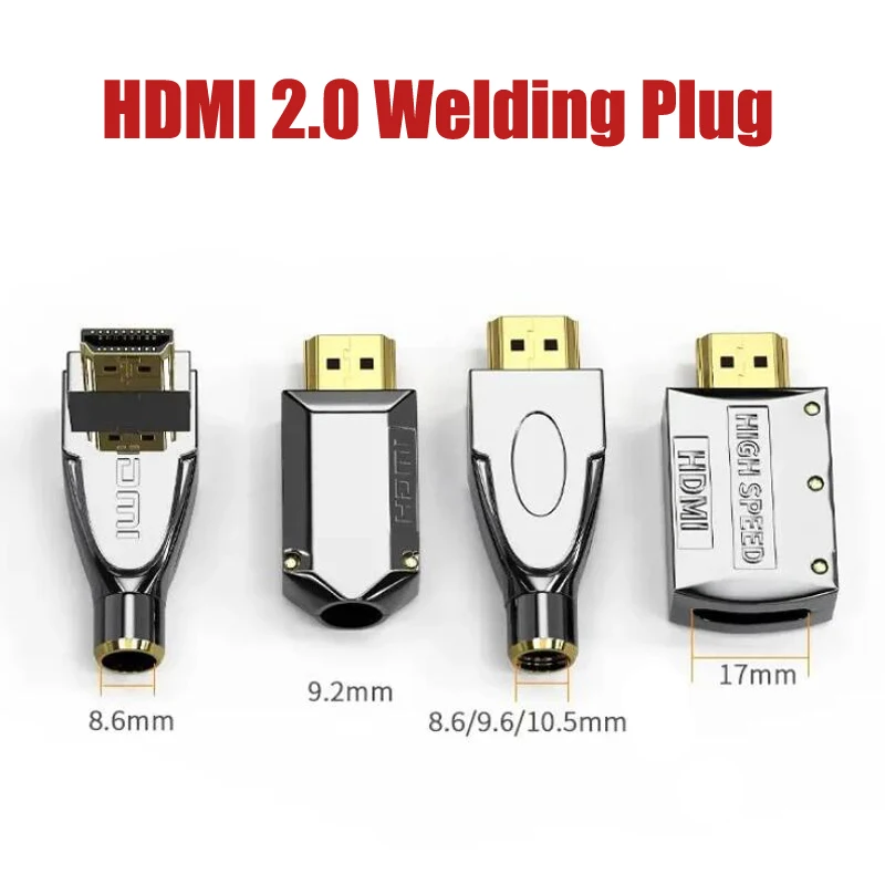 Welding HDMI Connector with Shell DIY Metal Soldering HD Cable Plug High Speed HD Data Cable Joint for Computer TV Pure Copper