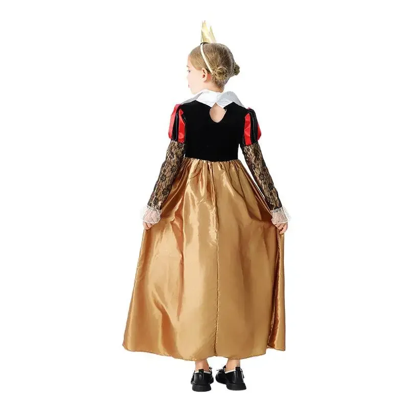 Children Girl Red Queen Costume Alice in Wonderland Queen of Hearts Halloween Purim Kid Outfit Book Week Fantasia Fancy Dress