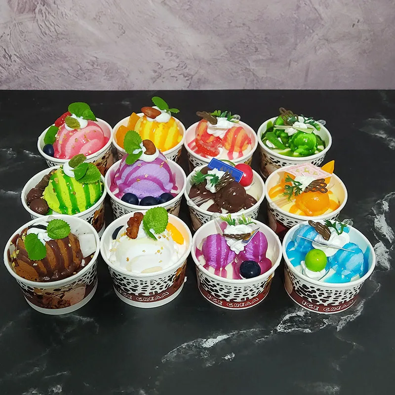 1pc Simulation Cone Ice Cream Fake Haagen Dazs Ball Ice Cream Fruit Sundae Cup Props Birthday Party Event Scene Decorate Crafts