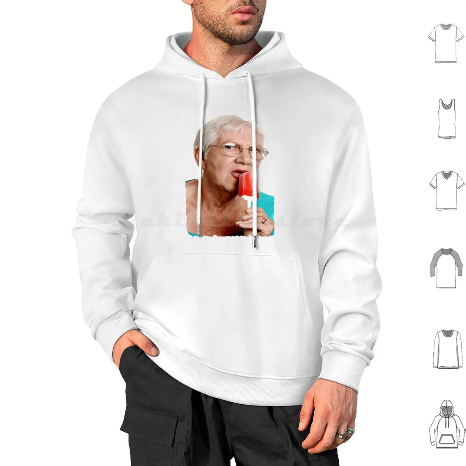 Granny Ice Lolly Hoodie cotton Long Sleeve Mens Womens Funny Joke Offensive Rude Gym Workout Holiday Holidays Meme Memes