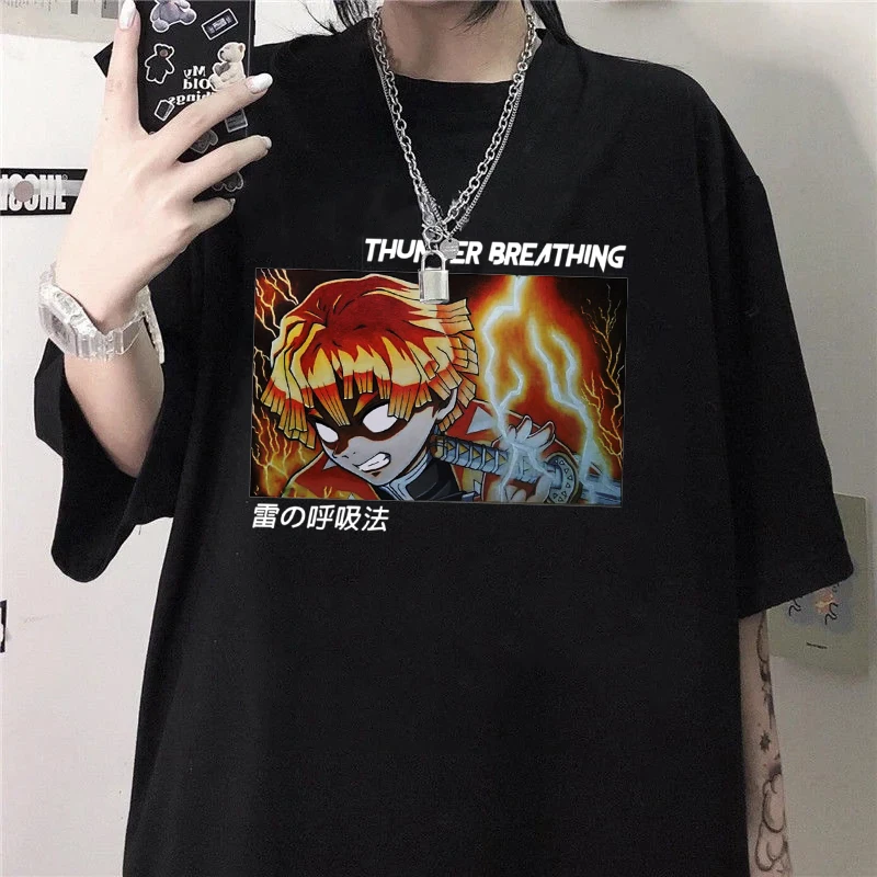 New Agatsuma Zenitsu Graphic Printed T Shirt Cool Anime Short Sleeve Women Men Fashion Streetwear Personality Tees Top