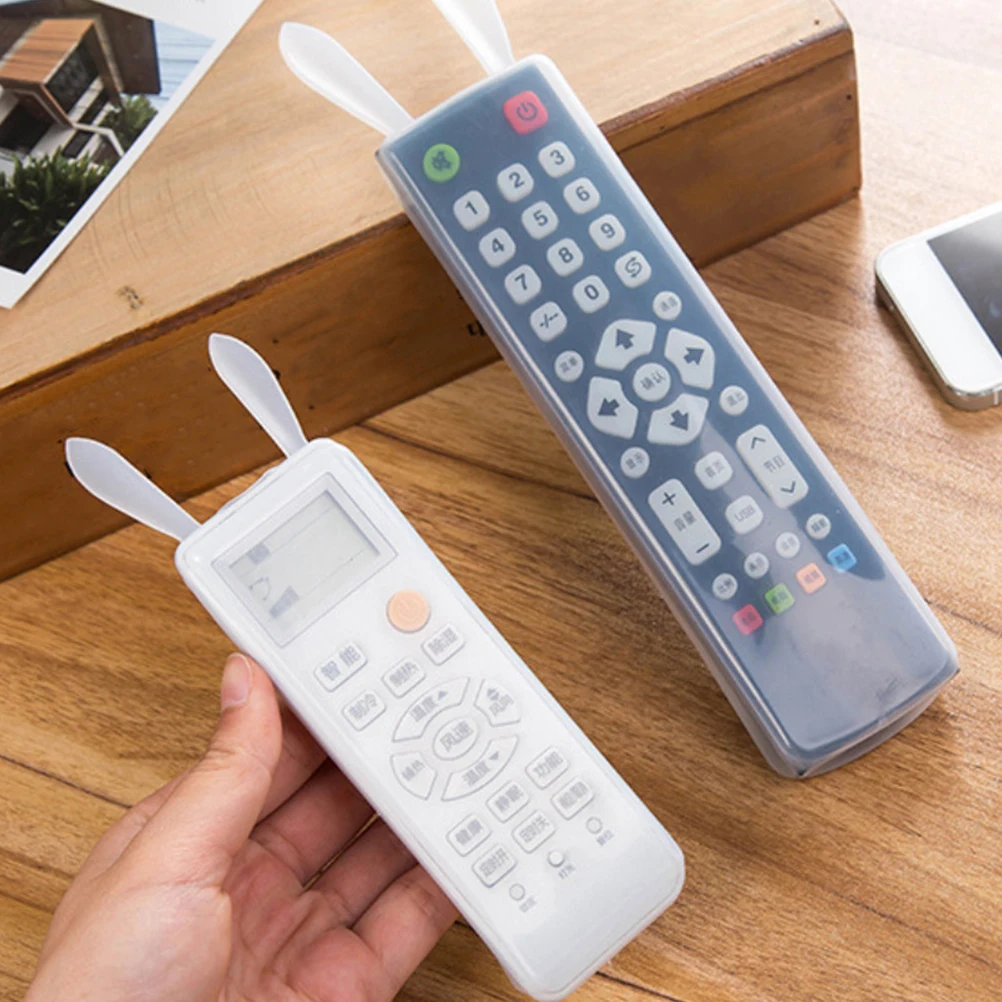 

2pcs Silicone Remote Control Cover White Rabbit Ear Design Anti-Slip Universal Air Conditioner Remote Protector Case Dirt