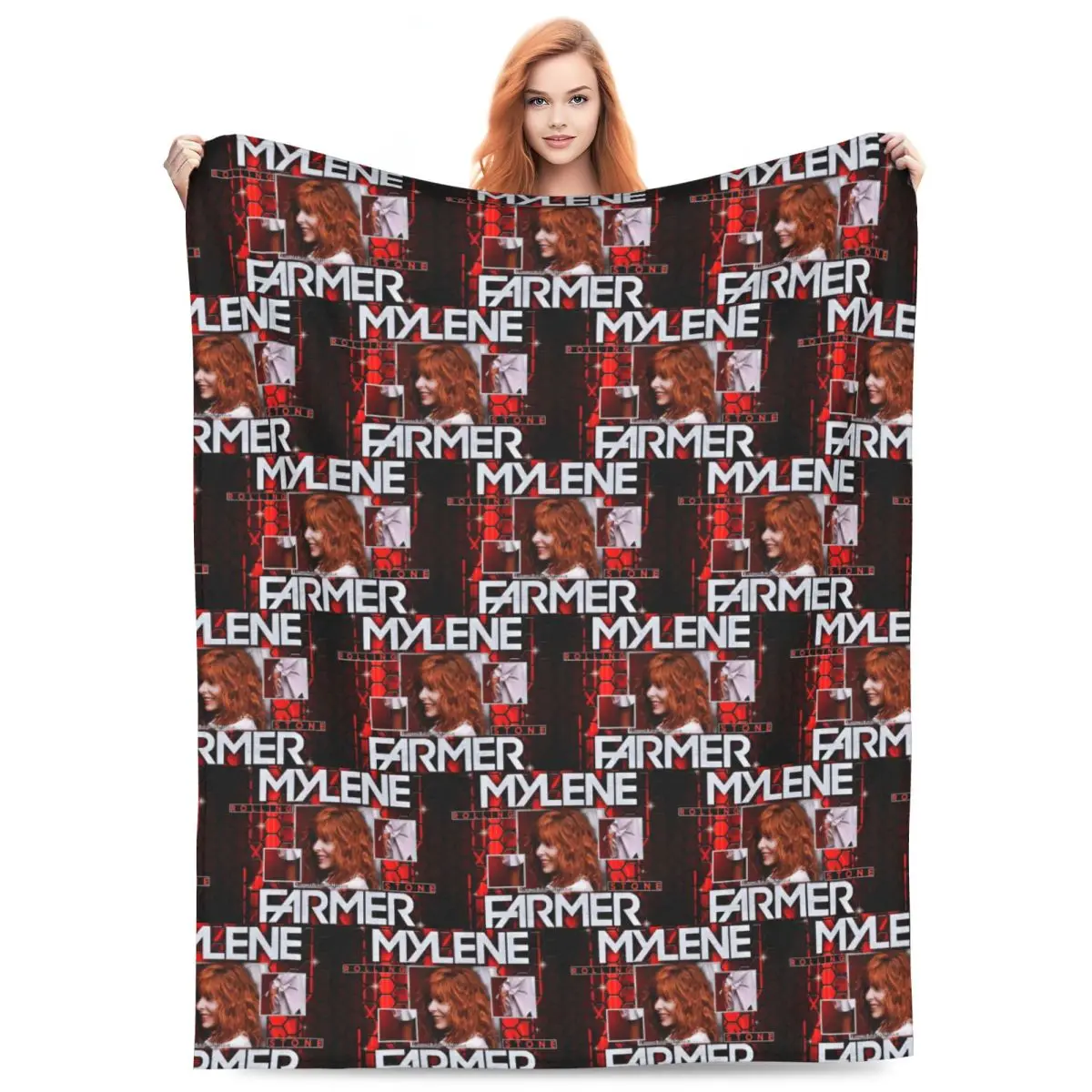 Custom Mylene Farmer Blankets Warm Flannel French Singer Throw Blanket for Sofa Bedroom Bedding