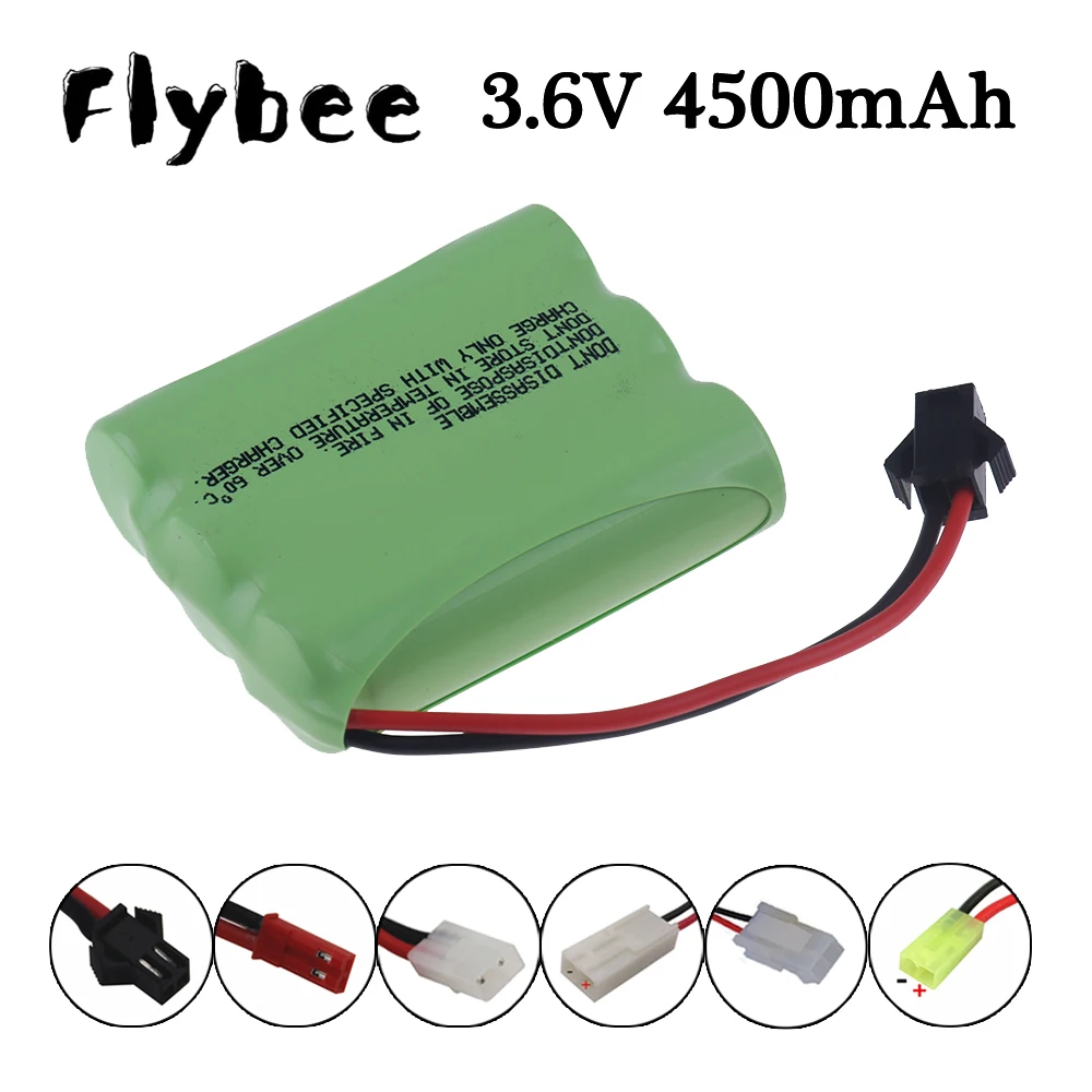 ชุดแบตเตอรี่3.6V 4500mAh NiMH สำหรับของเล่น RC รถยนต์รถถังเรือแบตเตอรี่ AA 3.6V Ni-MH สำหรับ mobil RC เรือของเล่นโมเดล SM JST Tamiya Plug