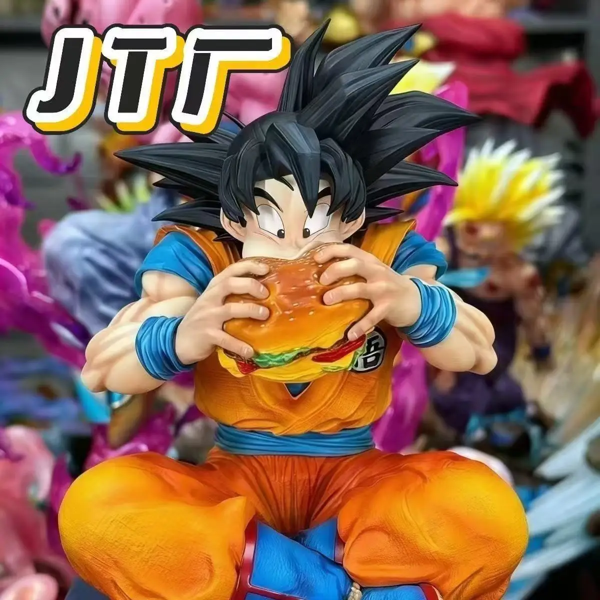Jt Statue Dragon Ball Son Goku Vegeta Figure Goku Eat Hamburger 15cm/5.91inch Pvc Action Figures Collection Model Toys Gifts