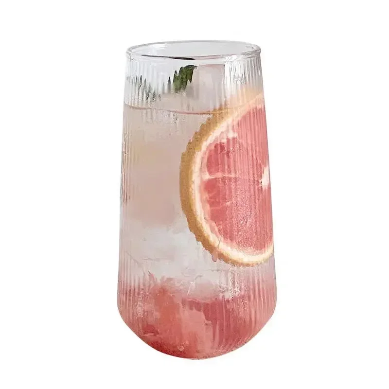 Creative household vertical high borosilicate glass milk coffee juice cup living room transparent glass large-capacity