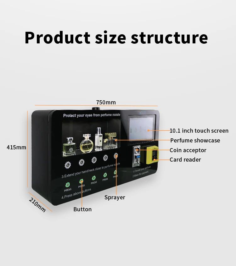 Custom Design Automatic Smart Wall Mounted Perfume Vending Machine Spraying Dispenser for Sale