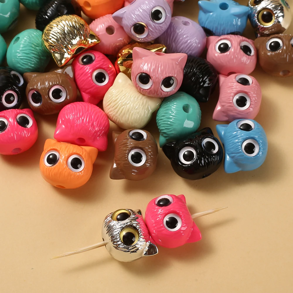 10Pcs Acrylic Beads 17x19mm Colorful Cartoon Animal Spacer Loose Bead For DIY Earring Bracelet Necklace Jewelry Making Accessory