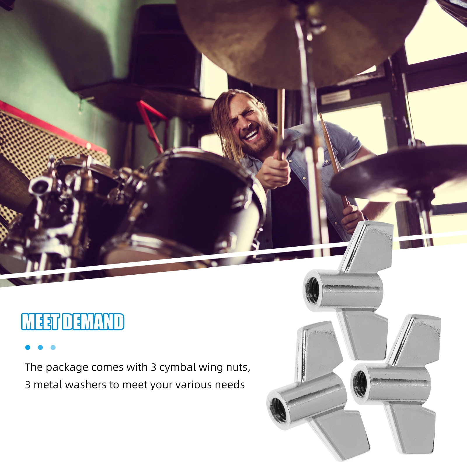

3pcs Alloy Wing Durable Drum Set Nuts Quick Release Nuts Cymbal Adjustment Accessories Lightweight Drum Accessories For
