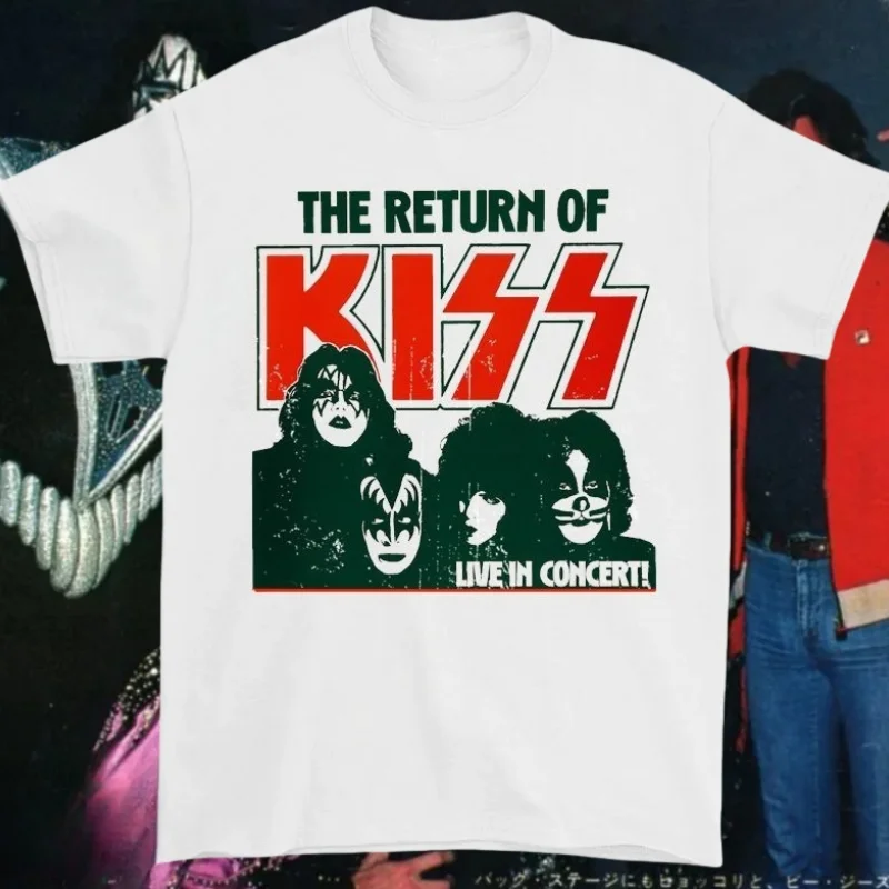 

KISS Band, новинка 2025 года, рок-панк, американская уличная винтажная футболка с короткими рукавами, хлопковая футболка с принтом