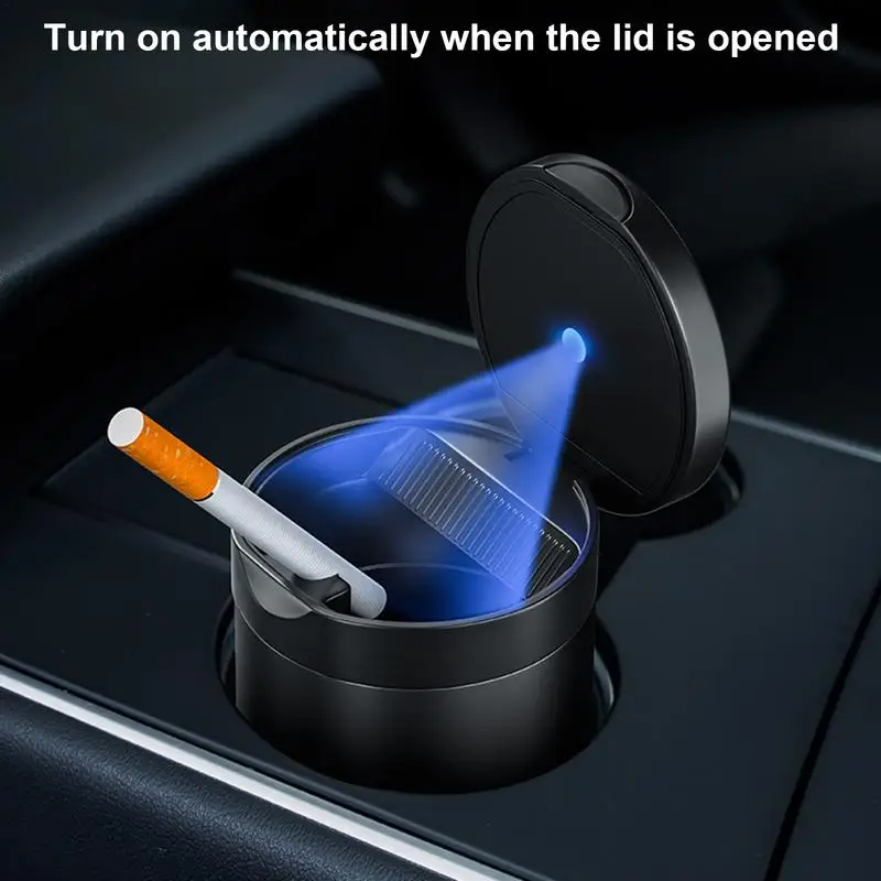 Aluminum Alloy Texture	Car Ashtray Universal Portable LED Light Smokeless Auto Ashtray Flame Retardant Cigarette Holder Box