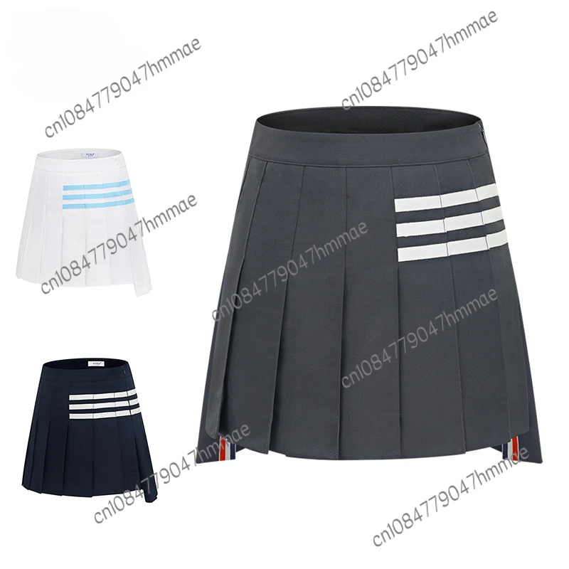 

Early Spring Slimming High Waist Pleated Skirt Asymmetric Anti-Exposure Sports Short Skirt Women's Golf A- line Skirt