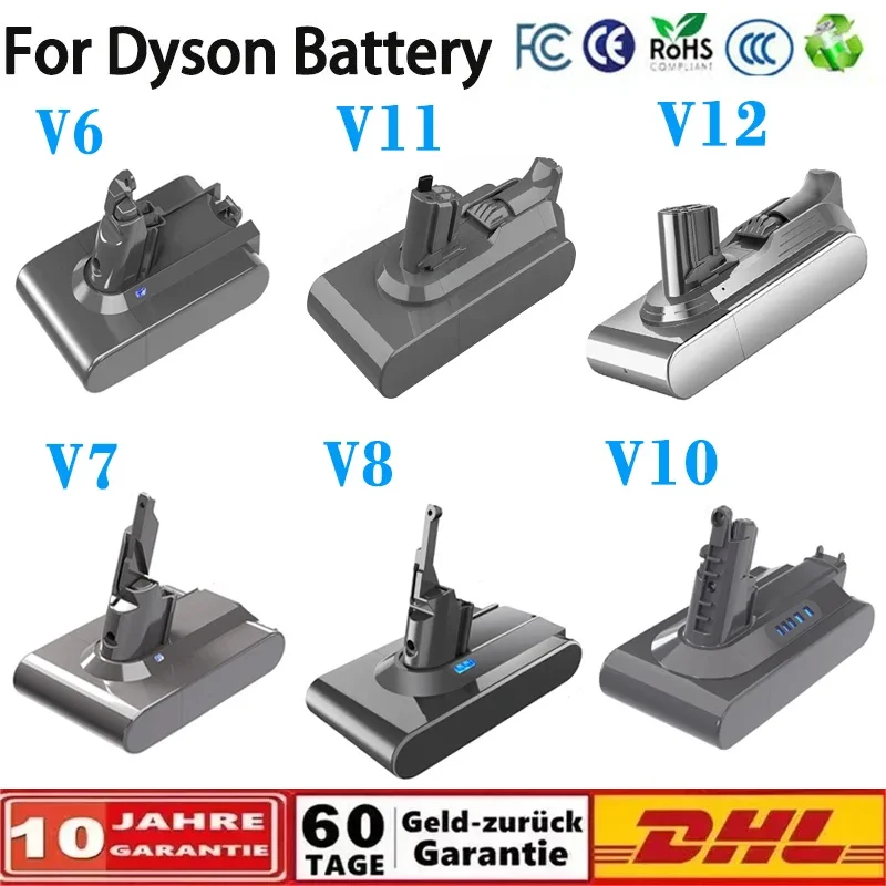Vacuum Cleaner Rechargeable Battery for Dyson V6 V7 V8 V10 V11 Series SV07 SV09 SV10 SV12 DC62 Absolute Fluffy Animal Pro Bateri