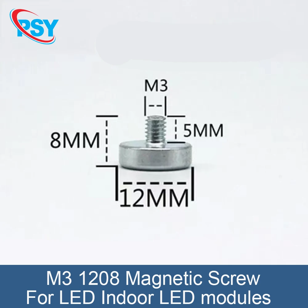 100pcs/lot Magnet Screw Disc Cylindrical M3 1208 Magnetic Column Bracket External Thread Suitable for LED Indoor  Module Display