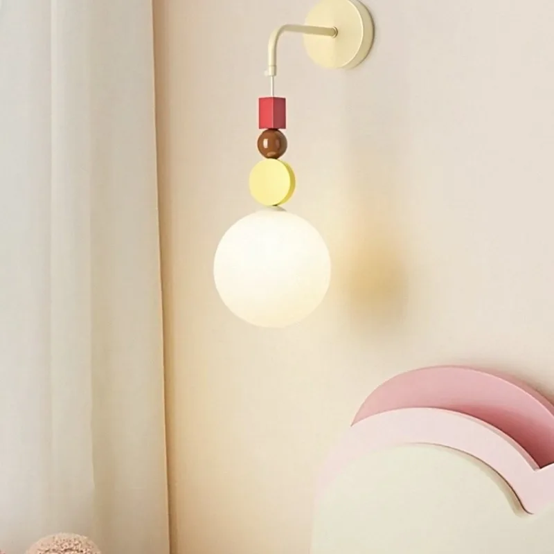 Modern Colorful Glass Ball Pendant Lights Living Room Study Restaurant Chandelier French Cream Style
