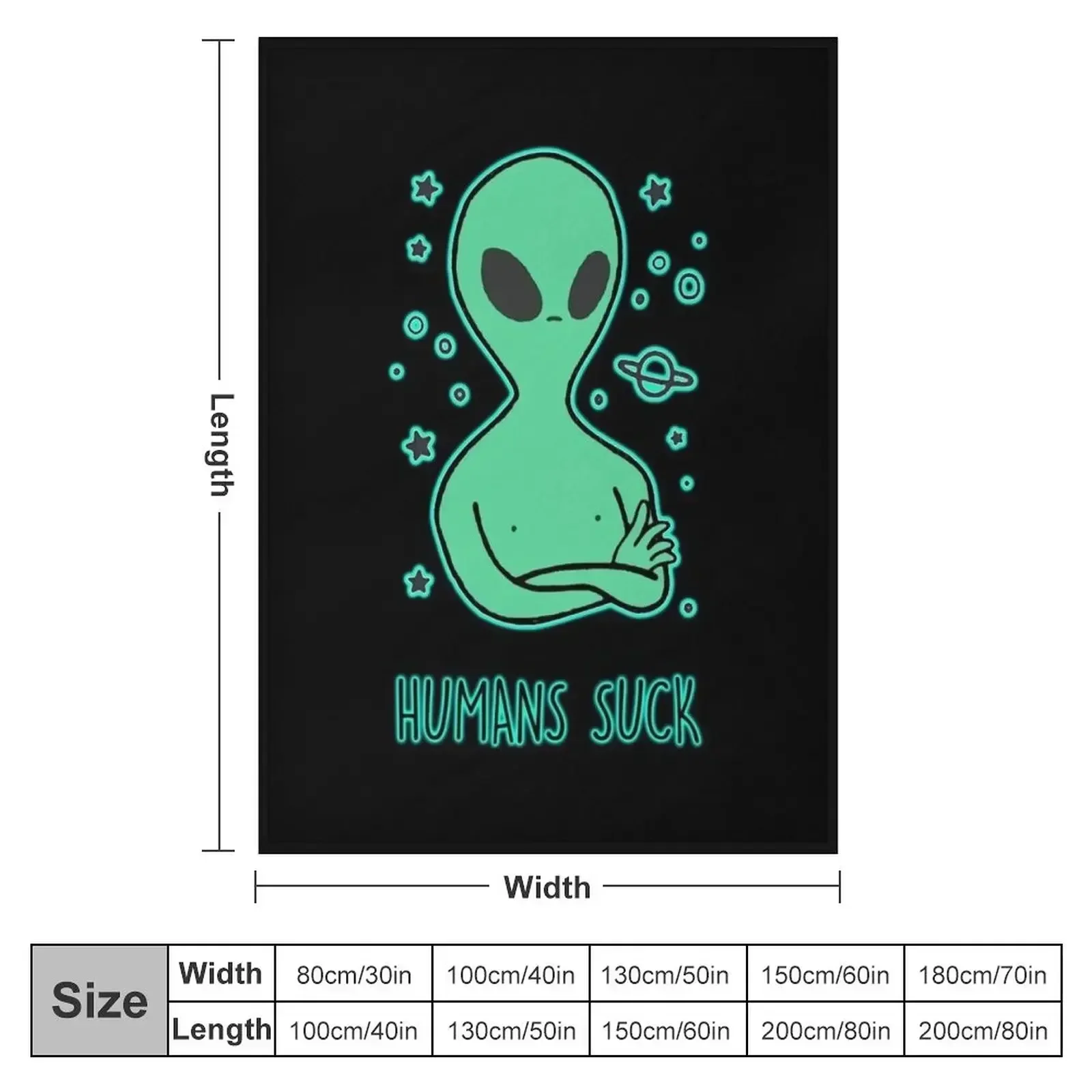 Humans Suck Outer Space Alien Throw Blanket Personalized Gift Sofa Throw Blankets