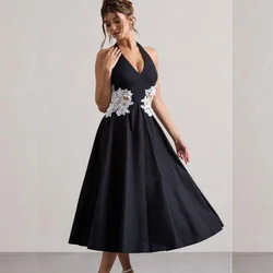 Customized Formal Sequined Pattern A-line Halter Midi Dresses Prom  Fashion Chinese Style Unisex Modern  Intricate M