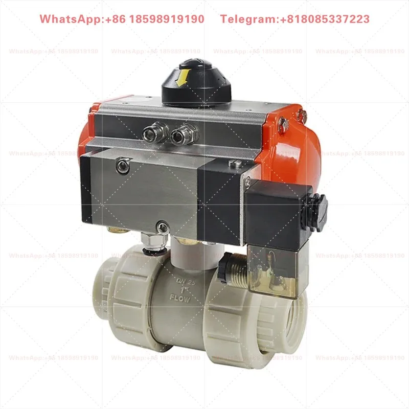 2 Inch PP Pneumatic Ball Valve Double Union Connection Spring Return Actuator Corrosion Resistant
