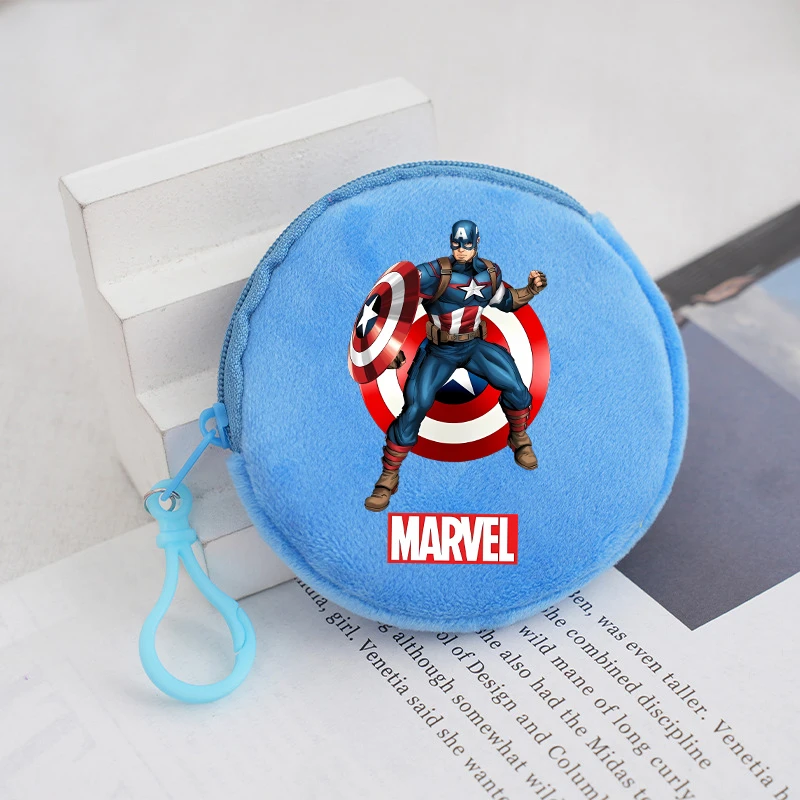 Плюшевый кошелек для монет Marvels Avengers для мальчиков и девочек, кавайный мини-кошелек в стиле аниме, забавная сумка для наушников с героями мультфильмов, милый модный рюкзак с подвеской, подарок