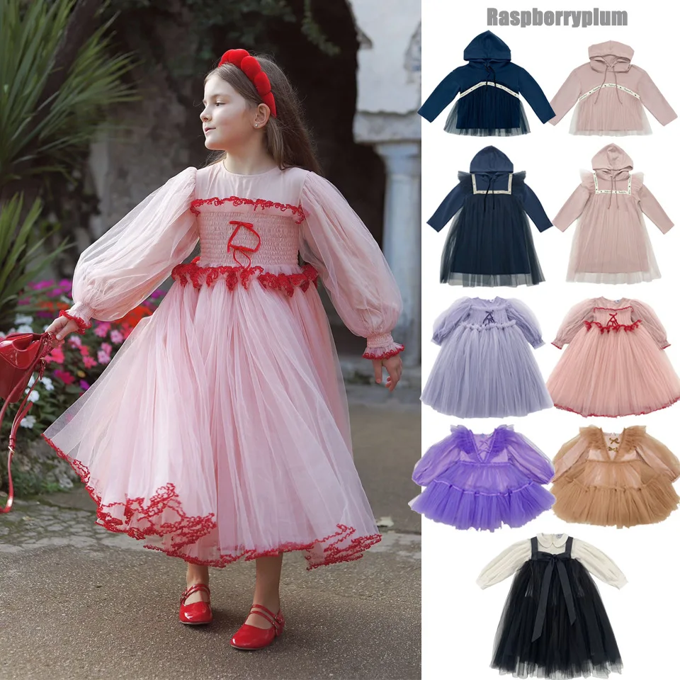 

2025 New Mesh Skirt with Hat Hooded Sweater Pants Mesh Set Girls' Clothing Birthday Party Christmas Dress Girls Casual Dresses