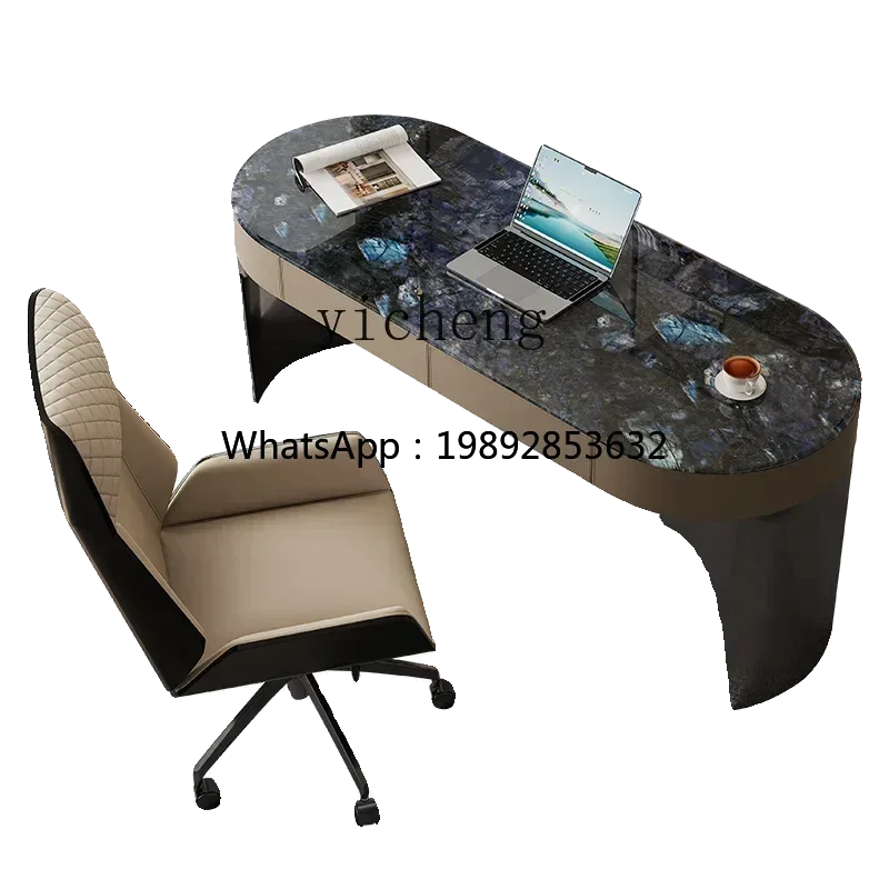 Z1 desk light luxury modern high-end study saddle leather computer table super crystal stone desk