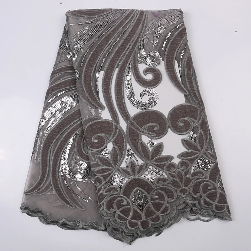 

Durable Velvet Bottom Fabric Floral And Hollow Design Sequin for Traditional African Outfits and Diy Designer Patchwork Materia