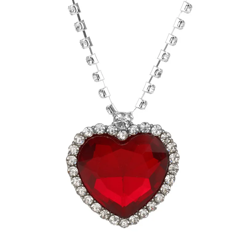 Titanic Ocean Heart Love Forever Necklace Heart Crown Crystal Charm Choker Pendant For Women Girls Valentine's Day Birthday Gift image 2