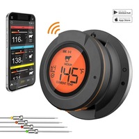 Customizable Wireless Thermometer Digital Bluetooth Cooking Food Thermometer BBQ Grill Oven Smoker Support 2/4 Probe Free App