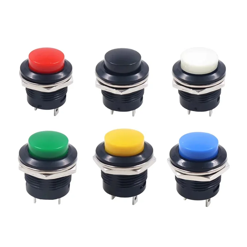 5PCS Momentary Push Button Switch R13-50716mm Momentary Round Switches 6A/125VAC 3A/250VAC ﻿BLACK RED GREEN WHITE BLUE YELLOW