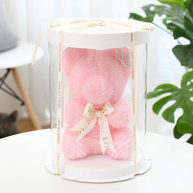 

Mother's Day Gift 25cm Crystal Foam Bear Diamond Teddy Bears With Giftbox For Valentine's Day Wedding Birthday Decoration
