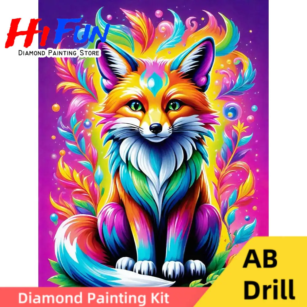 

Mystery Fantasy Fox Diamond Art Painting Kit for Adult AB Drill ,5D Diamond Mosaic Embroidery Animals Rhinestone Picture Kits ,