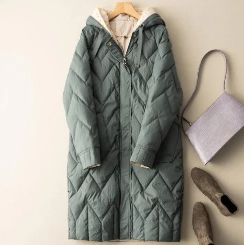 2025 Autumn/Winter Fashion Women's Down Jacket Hooded Splicing Knitted Casual Down Jacket
