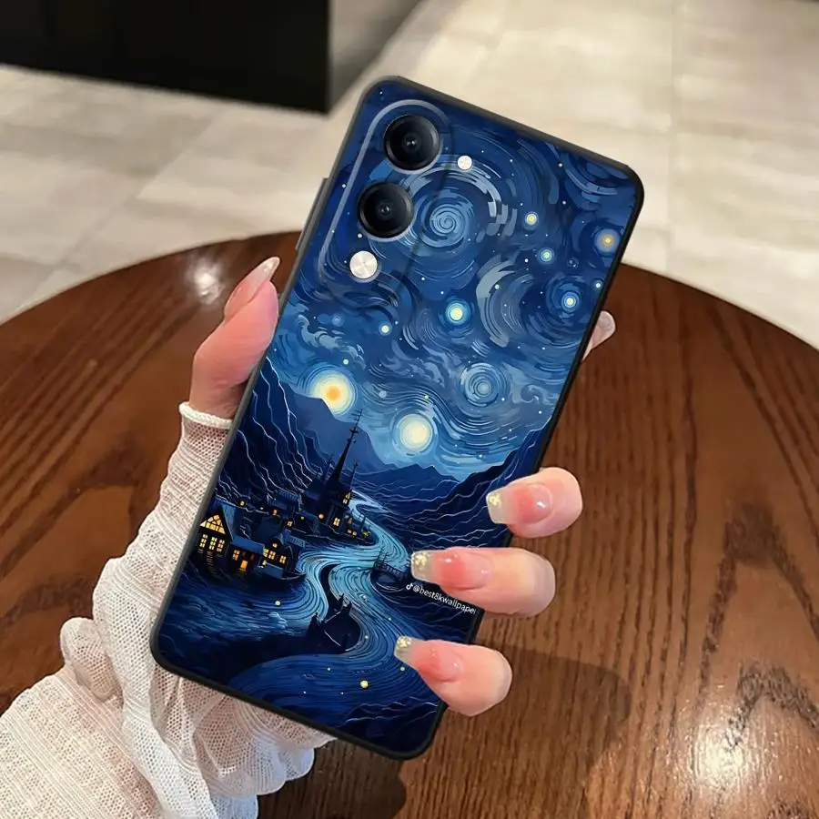 Мягкий чехол для телефона Vivo Y51S Y78 Y52S Y93 V21E V23 V29 Y53S Y75 Y81 Y71 Y91 V27 V25 V30 Y50 Y95 Under The Starry Sky