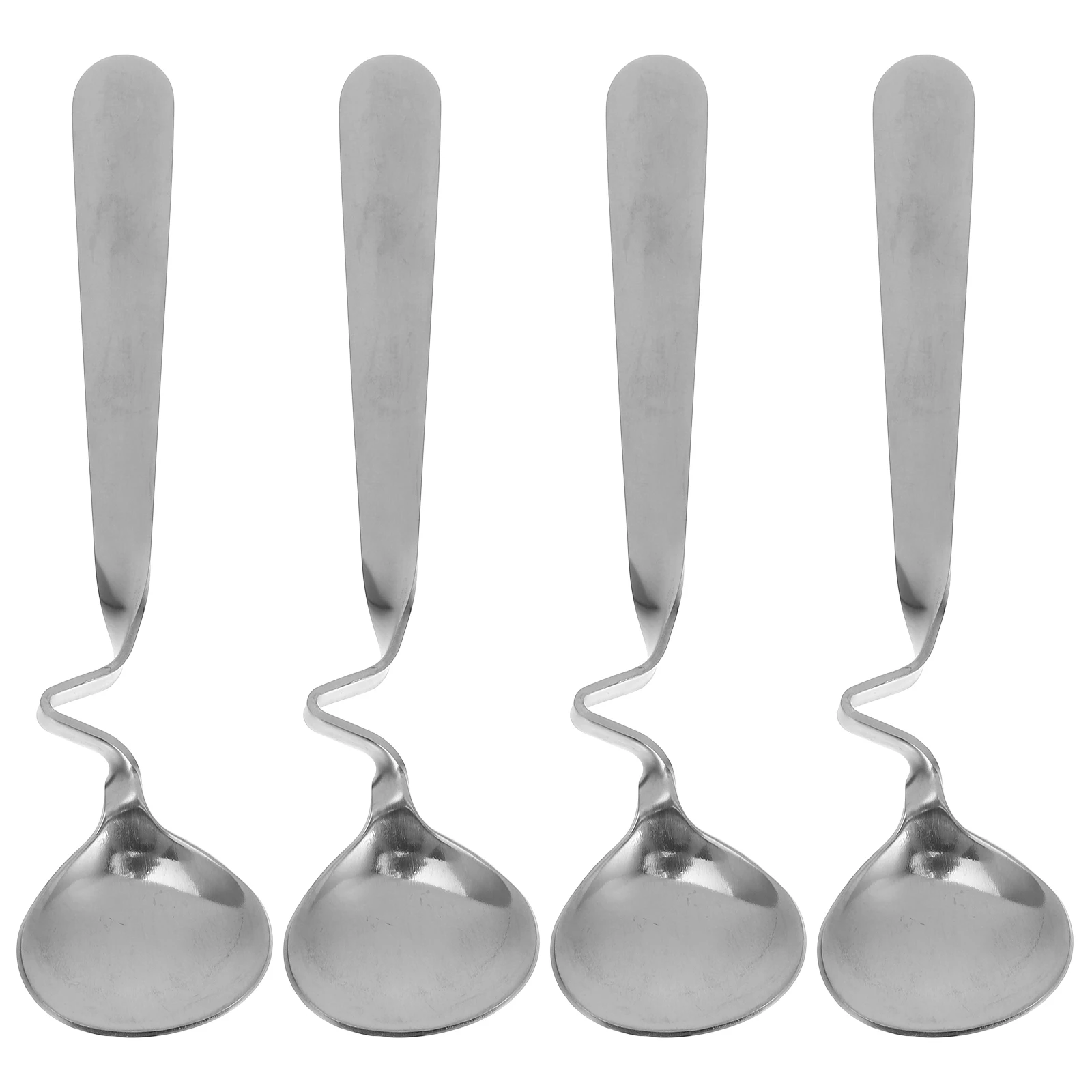 

4pcs Stainless Steel Coffee Spoon Tea Food Grade Dessert Mixing Long Handle Silver Tableware Household Curving Safe Healthy