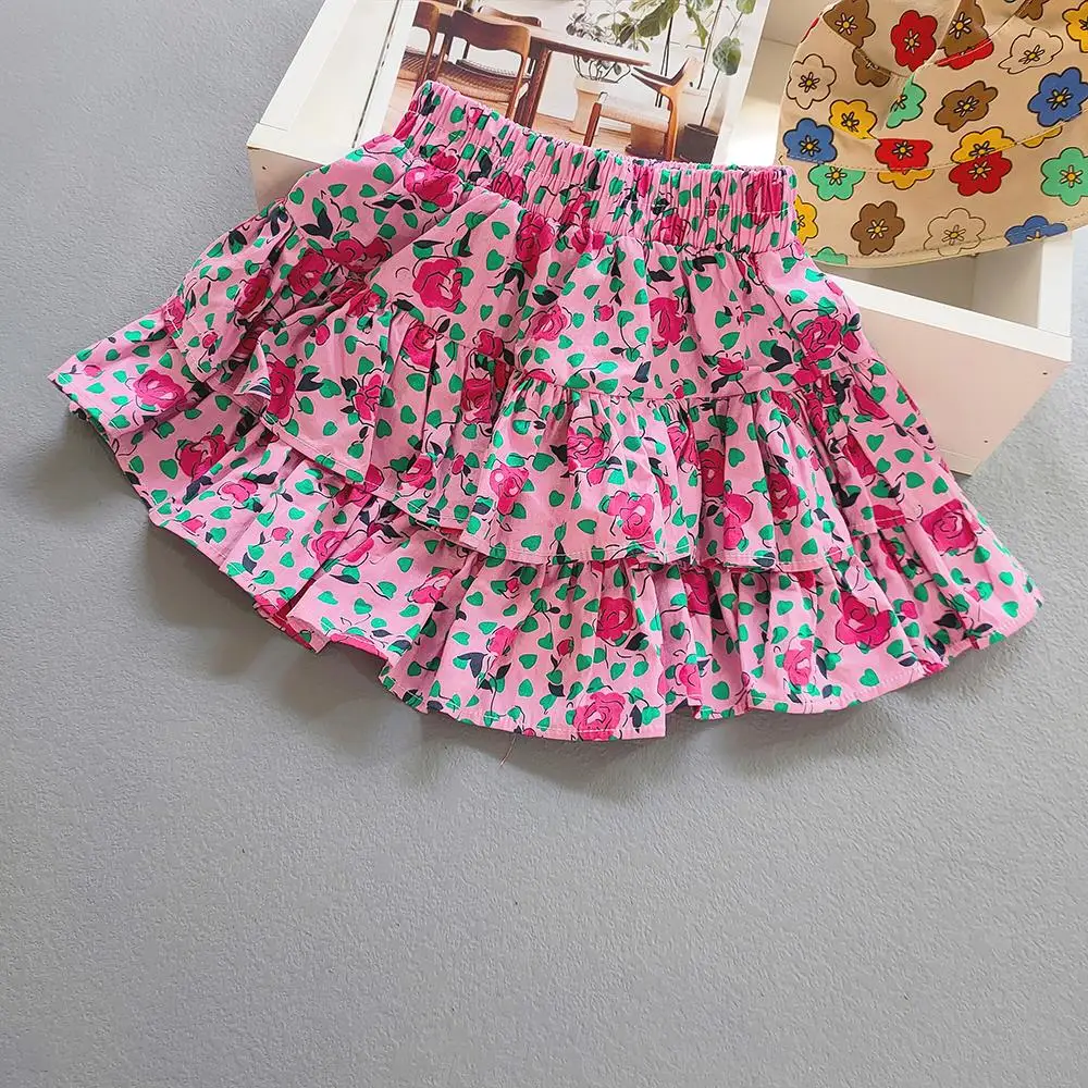 Floral Printing Children\'s Girl Cake Skirts for Kids Summer Tutu Ball Gown Skirt Cotton Toddler Costume