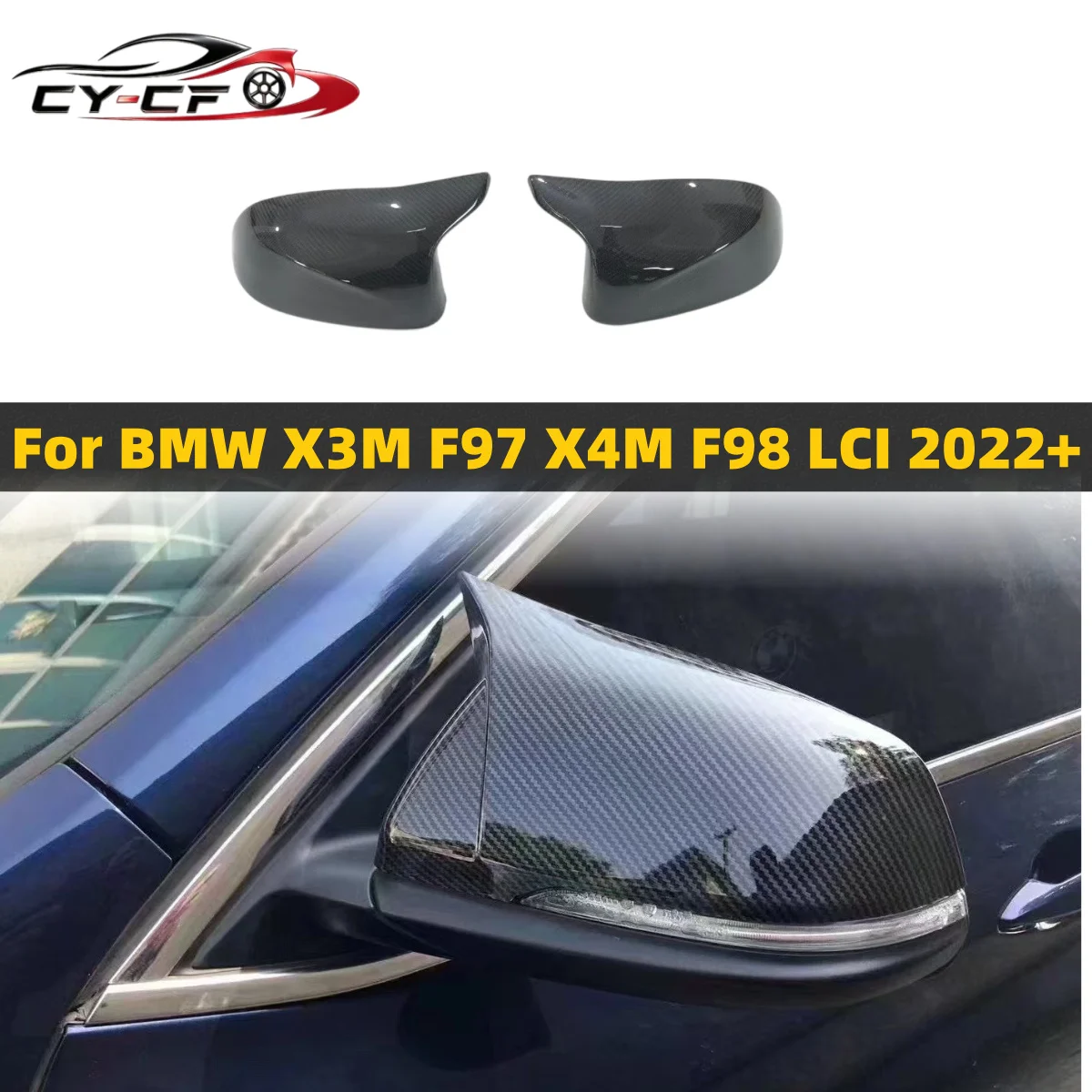 For 2022+ BMW X3M F97 X4M F98 Modification and Upgrade Dry Carbon Fiber Replacement Side Mirror Shell 2 Pcs