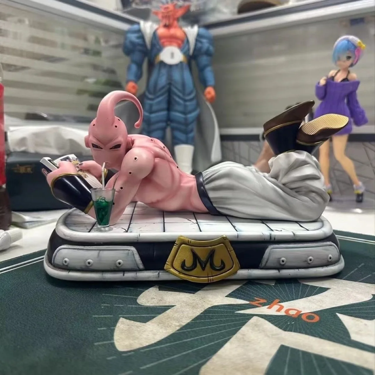 Anime Dragon Ball Figure Gk Lying Down Reading A Book Drink Coke Majin Buu Action Figurine Pvc Statue Model Ornaments Toys Gifts