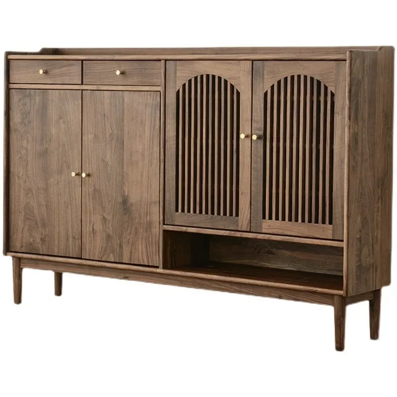 

Nordic black walnut shoe cabinet, all solid wood, simple modern entrance cabinet, large-capacity storage cabinet