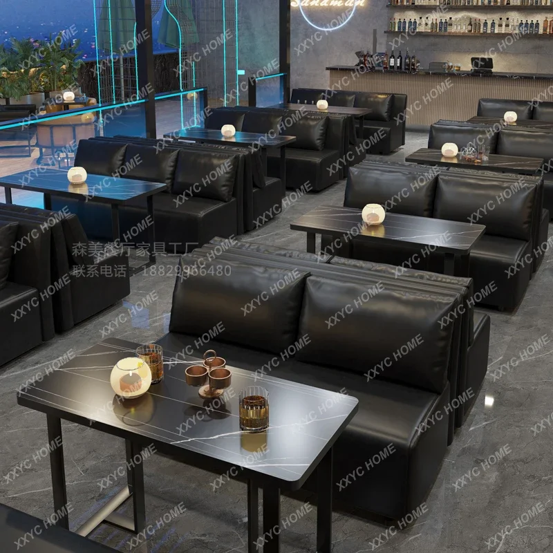 Bar booth sofa barbecue milk tea shop camping Fengqing  music dining bar bistro cafe table and chair combination image 3