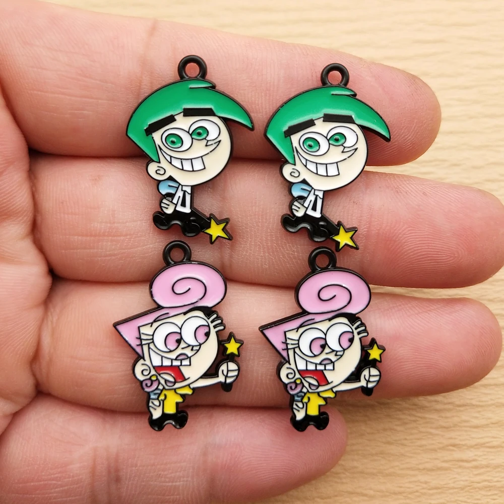 10pcs Cartoon Anime Charm for Jewelry Making Enamel Necklace Earring Bracelet Pendant Diy Accessories Alloy Metal Black Plated