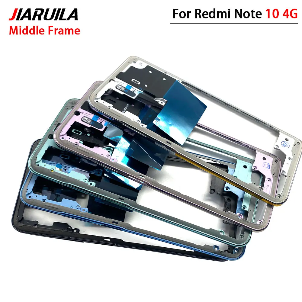 NEW Tested For Xiaomi Redmi Note 10S 10 4G 5G Housing Middle Frame Case Middle Frame Bezel Plate Replacement Parts With Side Key