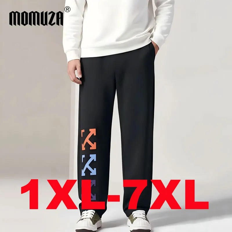 

Мужские спортивные штаны размера плюс 5XL, 6XL, 7XL, хлопковые прямые свободные спортивные штаны на шнурке, мужские повседневные брюки, одежда 110-185 кг