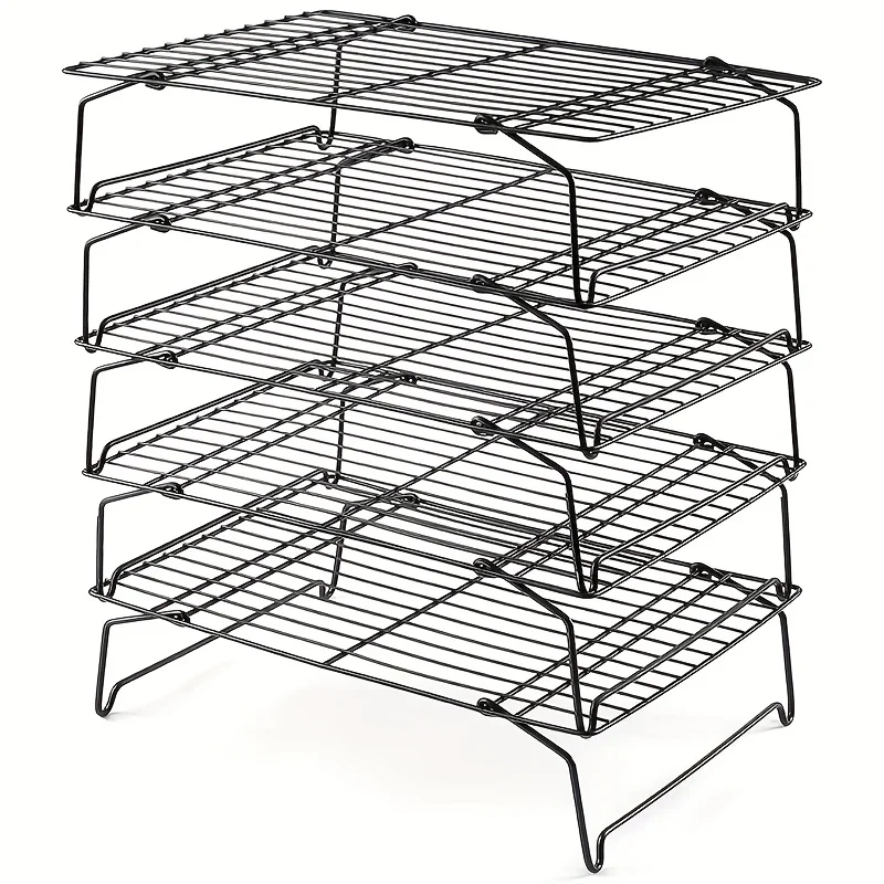 Five-layer Foldable Baking Cooling Rack - Heavy Metal Structure, Suitable for Cookies, Cakes, Countertops And Holiday Baking Racks - Very Suitable for Halloween, Christmas, Cookie Cooling Stations And Baking Cooling Racks.