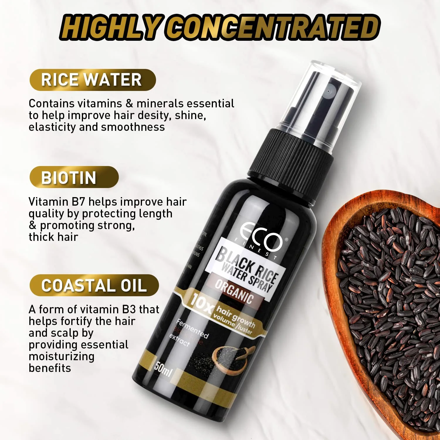 Hair Essential Oil Soft Smooth Hair Black Rice Water Spray For Thicker Hair