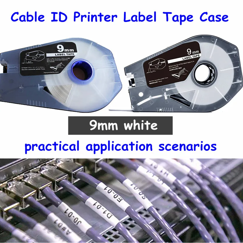 

1PK 5PK 10PK marker cable cassette tapes label DR-1109W 9mmx30m white tape stickers for mk1500,mk2100,m-1 Pro 11 Cable ID Printe
