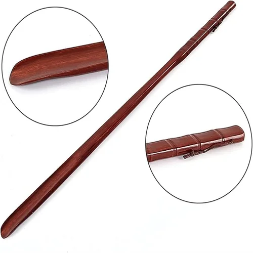 Calzador largo de madera de 55CM, calzador con punta ecológica, mango largo, accesorios para zapatos suaves y resistentes, elevador de zapatos Flexible antideslizante