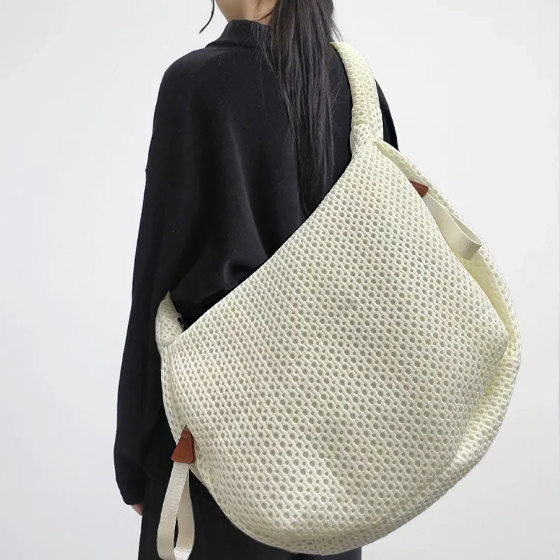 

Ladies' fashionable casual slit diagonal cross bag, large capacity mesh lightweight nylon shoulder bag