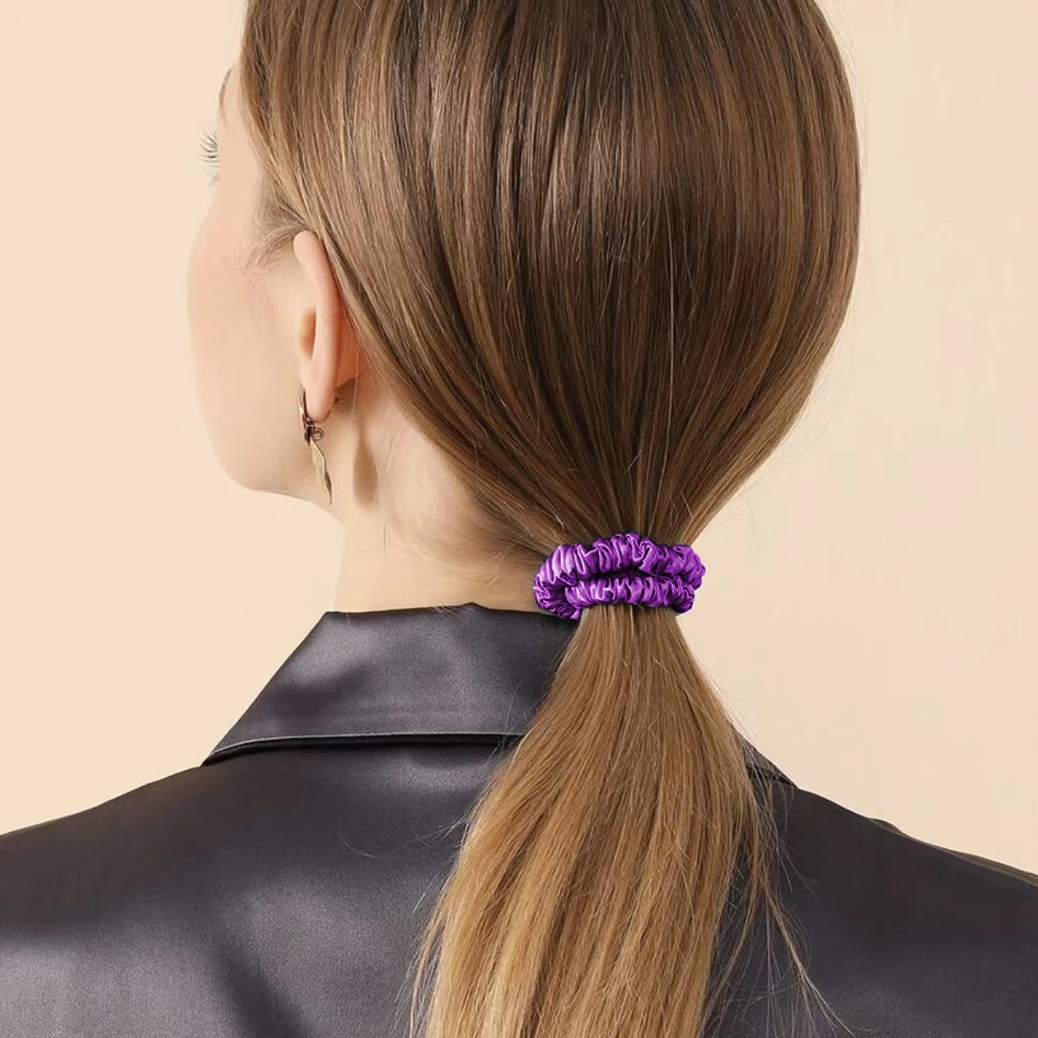 2 pezzi scatola 100% seta naturale tinta unita fascette per capelli elastici per capelli di alta qualità (22Momme) donne grandi fasce per capelli accessori per capelli